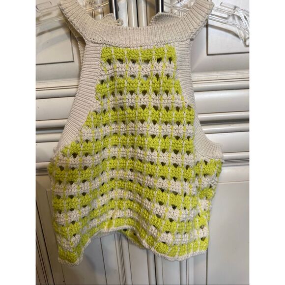 Zara Girls Crochet Open Knit Halter Cropped Top Green Beige Size 11-12 NWT - Picture 4 of 8